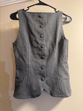 Wilfred Gray Knit Vest with Covered Buttons